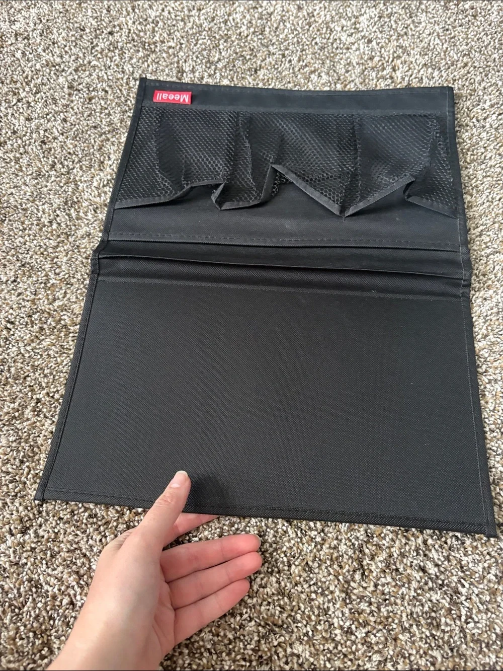 Black Mesh Organizer Pouch for Side of Bed